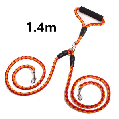 Double-Ended Traction Rope For Walking The Dog Hand-Double-Ended Traction Rope One Plus Two Leash Collar Pet Supplies Dog Collar - key words