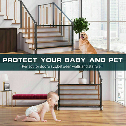 Pets Dog Cat Baby Safety Gate Mesh Fence Magic Portable Guard Net Stairs Doors - key words