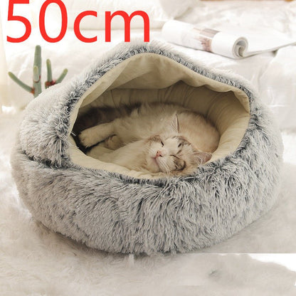 2 In 1 Dog And Cat Bed Pet Winter Bed Round Plush Warm Bed House Soft Long Plush Pets Bed Pet Products - Everpeakgoods