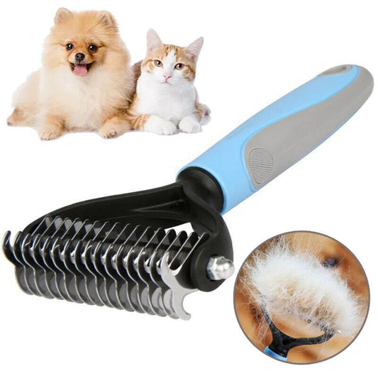 Grooming Brush For Pet Dog Cat Deshedding Tool Rake Comb Fur Remover Reduce 2-Side Dematting Tool For Dogs Cats Pets Grooming Brush Double Sided Shedding And Dematting Undercoat Rake Hair Removal Comb - key words