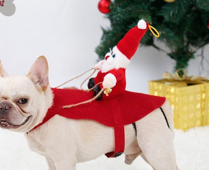 Dog Christmas Clothes Santa Claus Riding Deer - key words