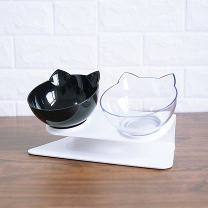 Non Slip Double Cat Bowl With Raised Stand Pet Food Cat Feeder Protect Cervical Vertebra Dog Bowl Transparent Pet Products - key words