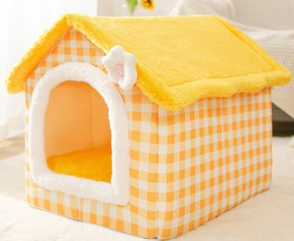 Foldable Dog House Pet Cat Bed Winter Dog Villa Sleep Kennel Removable Nest Warm Enclosed Cave Sofa Pets Supplies - key words