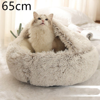 2 In 1 Dog And Cat Bed Pet Winter Bed Round Plush Warm Bed House Soft Long Plush Pets Bed Pet Products - Everpeakgoods