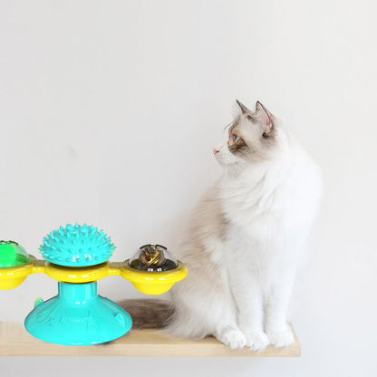 Cat Rotating Windmill Multi-Function Toys Itch Scratching Device Teeth Shining Toy - key words