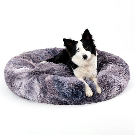 Fluffy Donut Dog Bed  Warm Soft Long Plush Pet Cushion Dog House Cat  Bed Washable Pet Sofa Mat Calming Samll Large Dog Beds - key words