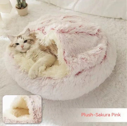 2 In 1 Dog And Cat Bed Pet Winter Bed Round Plush Warm Bed House Soft Long Plush Pets Bed Pet Products - Everpeakgoods