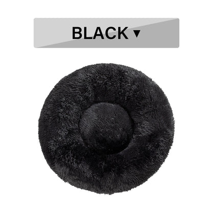Fluffy Donut Dog Bed  Warm Soft Long Plush Pet Cushion Dog House Cat  Bed Washable Pet Sofa Mat Calming Samll Large Dog Beds - key words