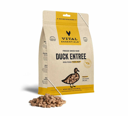 Vital Essentials(R) Freeze - Dried Raw Duck Entree Dog Food Mini Nibs, - Everpeakgoods