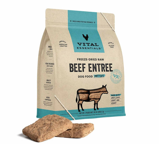 Vital Essentials(R) Freeze - Dried Raw Beef Entree Dog Food Patties, 30 oz - Everpeakgoods
