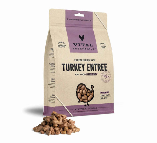 Vital Essentials(R) Freeze - Dried Raw Turkey Entree Cat Food Mini Nibs, - Everpeakgoods