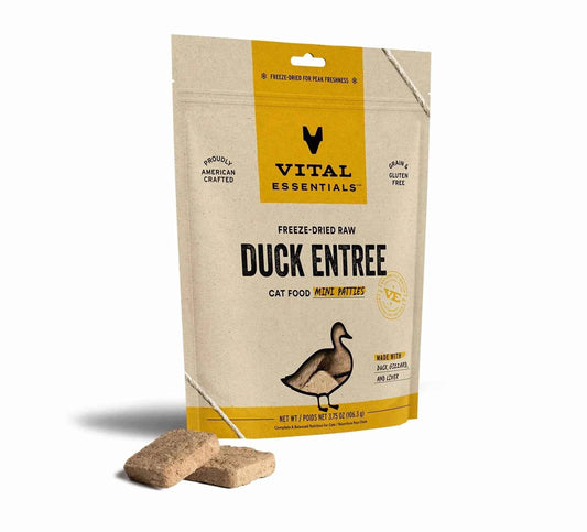 Vital Essentials(R) Freeze - Dried Raw Duck Entree Cat Food Mini Patties, - Everpeakgoods