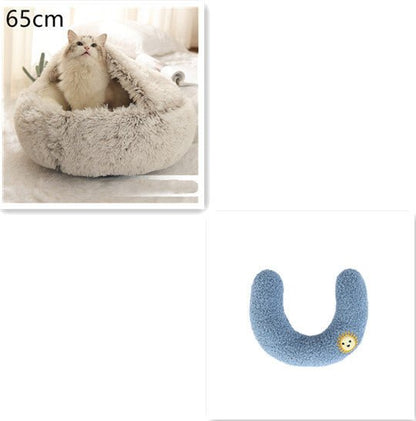 2 In 1 Dog And Cat Bed Pet Winter Bed Round Plush Warm Bed House Soft Long Plush Pets Bed Pet Products - key words