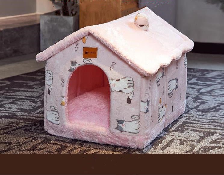 Foldable Dog House Pet Cat Bed Winter Dog Villa Sleep Kennel Removable Nest Warm Enclosed Cave Sofa Pets Supplies - key words