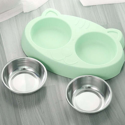 Dog Bowls Double Dog Water And Food Bowls Stainless Steel Bowls With Non-Slip Resin Station, Pet Feeder Bowls For Puppy Medium Dogs Cats - key words