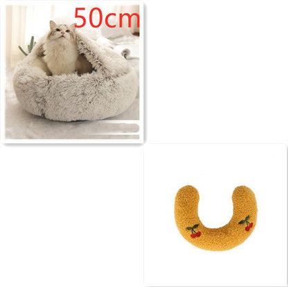 2 In 1 Dog And Cat Bed Pet Winter Bed Round Plush Warm Bed House Soft Long Plush Pets Bed Pet Products - key words