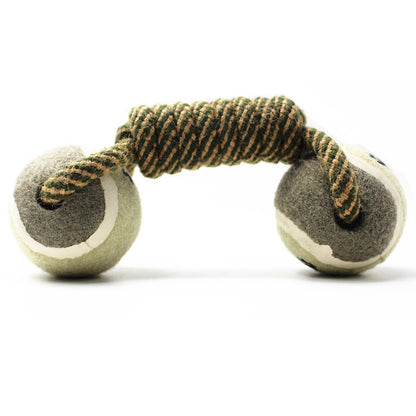 Pet Dumbbell Rope Tennis Ball Chew Toys Teeth Cleaning - key words
