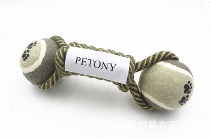 Pet Dumbbell Rope Tennis Ball Chew Toys Teeth Cleaning - key words