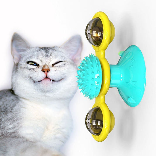 Cat Rotating Windmill Multi-Function Toys Itch Scratching Device Teeth Shining Toy - key words