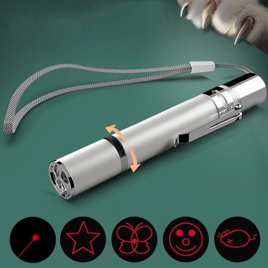Laser Pointer Cat Toy, Red Dot LED Light Pointer Interactive Toys Indoor Cats Dogs, Long Range 5 Modes Lazer Projection Playpen For Kitten Outdoor Pet Chaser Tease Stick Training Exercise,USB Recharge - key words