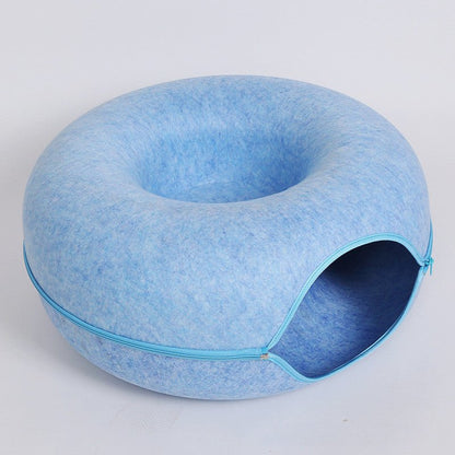Four Seasons Available Cat Nest Round Woolen Felt Pet Dual-use Cat Nest Tunnel Interactive Training Toy Grey Felt Cat Nest - key words