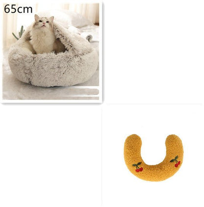 2 In 1 Dog And Cat Bed Pet Winter Bed Round Plush Warm Bed House Soft Long Plush Pets Bed Pet Products - key words