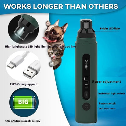 Dog Nail Grinder Electric Pet Nail Trimmers Rechargeable Cat Nail Grinders Super Quiet With 5-Speed Setting For Small Medium Large Dogs Cats Claw Care Pet Products - key words