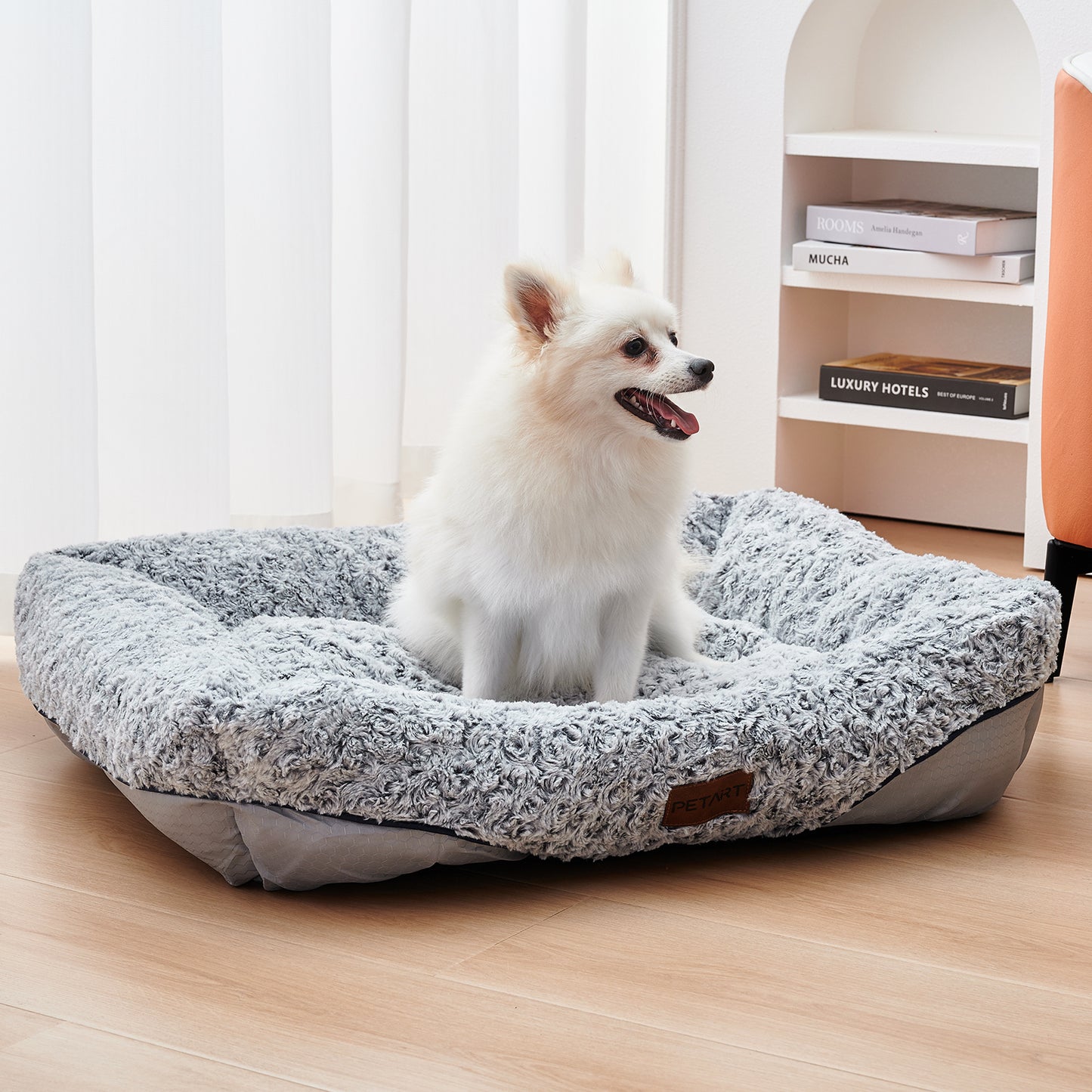 Swirl Rose Velvet Dog Beds For Small Medium Dogs Removable Cushion Calming Dog Sofa Beds Anti-Anxiety Machine Washable Cat Beds - key words