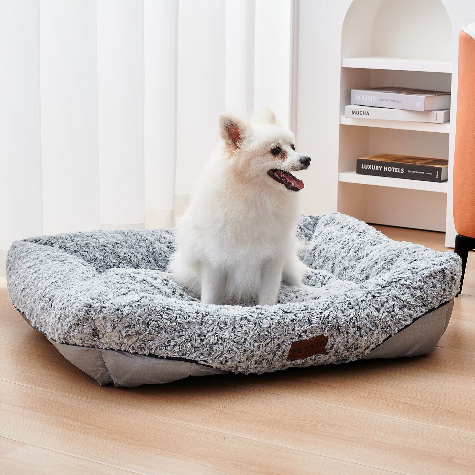 Swirl Rose Velvet Dog Beds For Small Medium Dogs Removable Cushion Calming Dog Sofa Beds Anti-Anxiety Machine Washable Cat Beds - key words