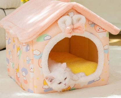 Foldable Dog House Pet Cat Bed Winter Dog Villa Sleep Kennel Removable Nest Warm Enclosed Cave Sofa Pets Supplies - key words