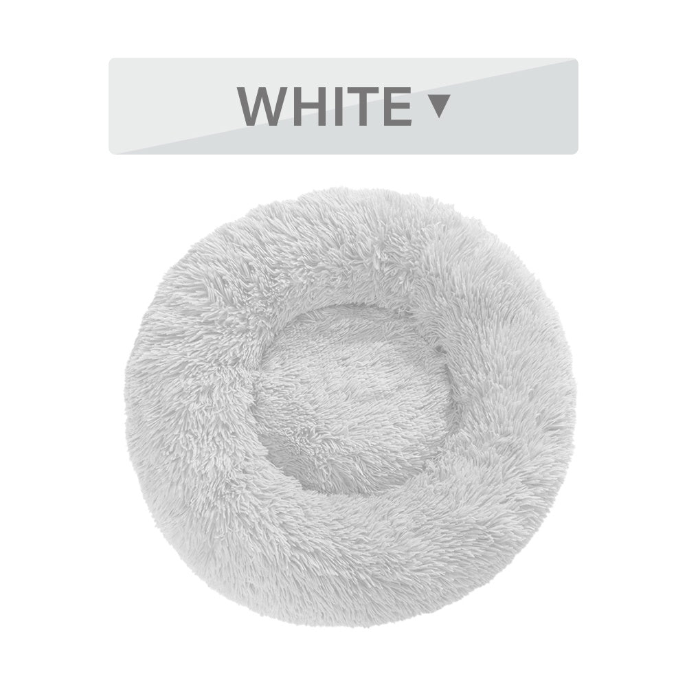 Fluffy Donut Dog Bed  Warm Soft Long Plush Pet Cushion Dog House Cat  Bed Washable Pet Sofa Mat Calming Samll Large Dog Beds - key words