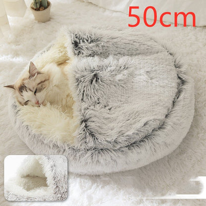 2 In 1 Dog And Cat Bed Pet Winter Bed Round Plush Warm Bed House Soft Long Plush Pets Bed Pet Products - Everpeakgoods