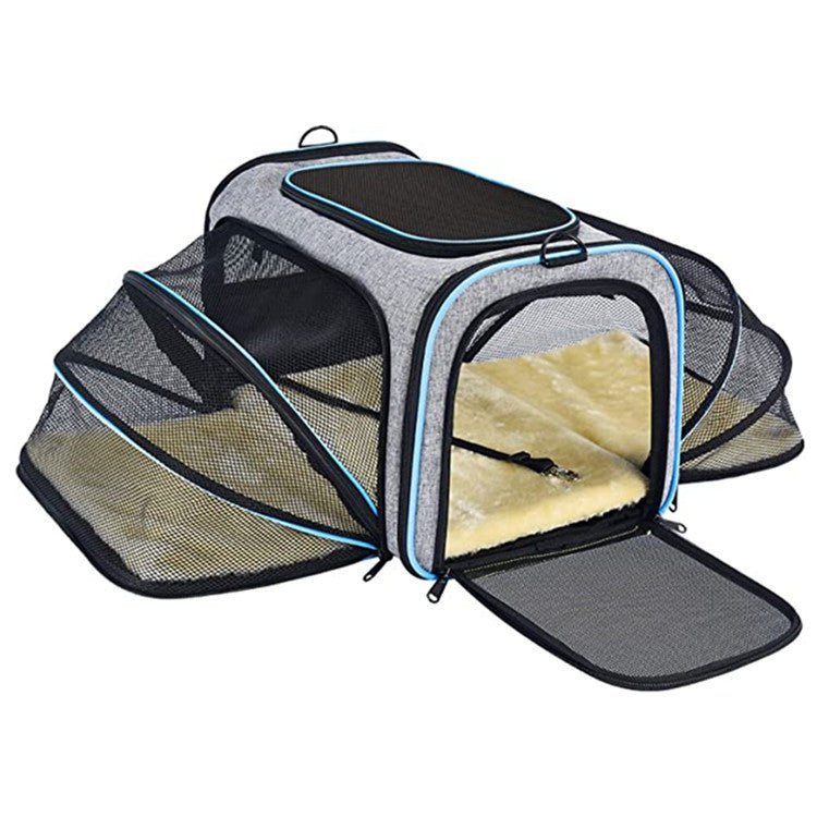 Carrier For Cat Pet Airline Approved Expandable Foldable Soft Dog Carrier Opened Doors Reflective Tapes Cat Travel Bag - key words