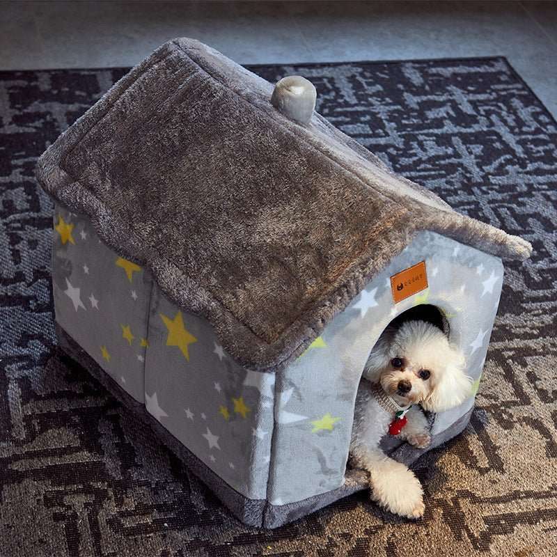 Foldable Dog House Pet Cat Bed Winter Dog Villa Sleep Kennel Removable Nest Warm Enclosed Cave Sofa Pets Supplies - key words