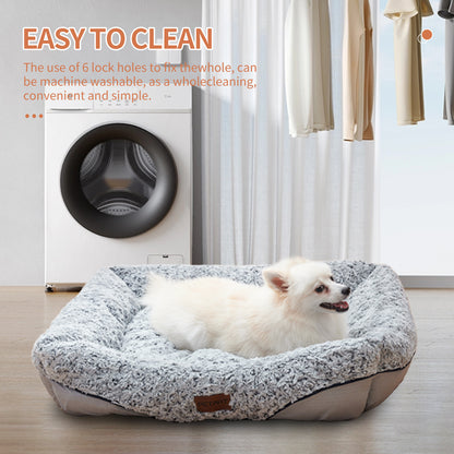 Swirl Rose Velvet Dog Beds For Small Medium Dogs Removable Cushion Calming Dog Sofa Beds Anti-Anxiety Machine Washable Cat Beds - key words