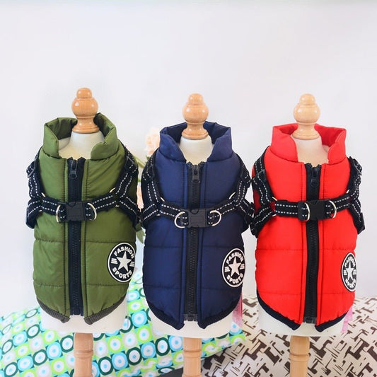 Waterproof Dog Clothes Winter Dog Coat With Harness Warm Pet Clothing Big Dog Jacket Chihuahua Labrador Coat Costume - key words