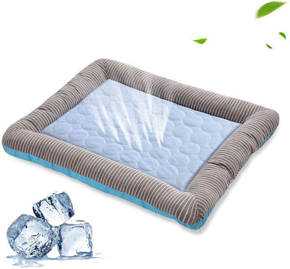 Pet Cooling Pad Bed For Dogs Cats Puppy Kitten Cool Mat Pet Blanket Ice Silk Material Soft For Summer Sleeping  Blue Breathable - key words