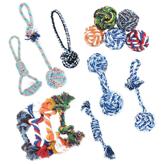 Pet Dog Molar Chew Bite Knot Rope Ball Toy Teeth Cleaning