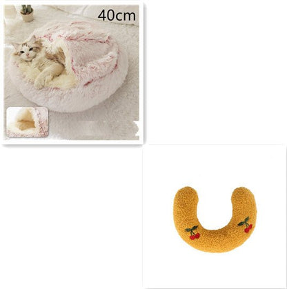 2 In 1 Dog And Cat Bed Pet Winter Bed Round Plush Warm Bed House Soft Long Plush Pets Bed Pet Products - key words