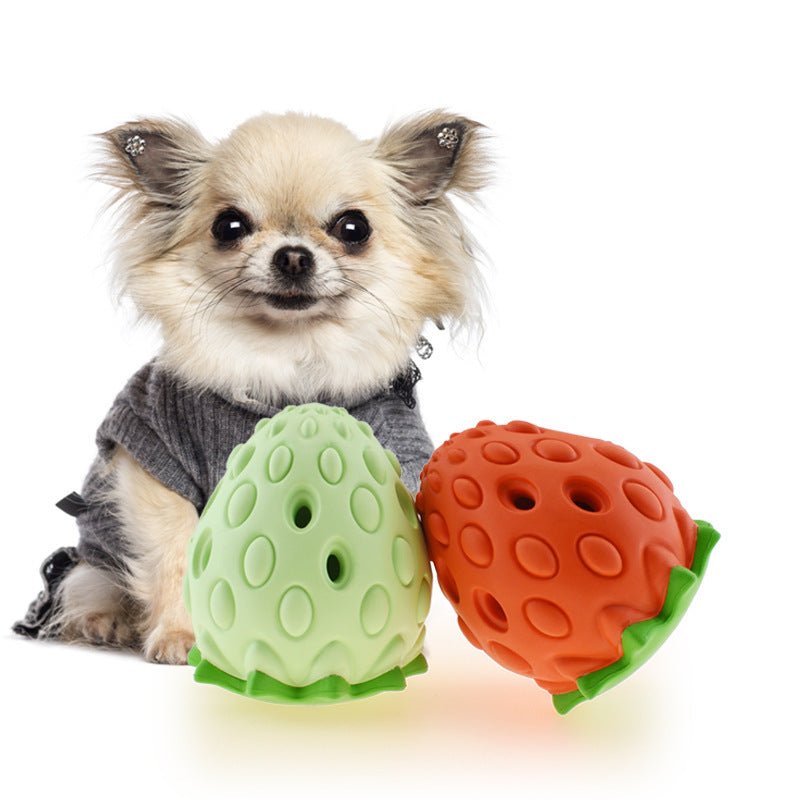 Pet Toy Chew Resistant Strawberry Leak Food Ball Pet Supplies Dog And Cat Toys - key words