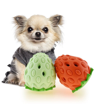 Pet Toy Chew Resistant Strawberry Leak Food Ball Pet Supplies Dog And Cat Toys - key words