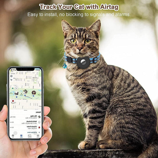 Airtag Pet Collar With Bell Reflective Adjustable Anti-lost Cat Dog Collar - key words
