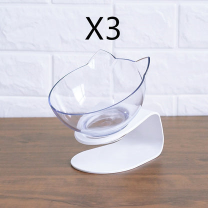 Non Slip Double Cat Bowl With Raised Stand Pet Food Cat Feeder Protect Cervical Vertebra Dog Bowl Transparent Pet Products - key words
