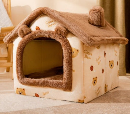 Foldable Dog House Pet Cat Bed Winter Dog Villa Sleep Kennel Removable Nest Warm Enclosed Cave Sofa Pets Supplies - key words