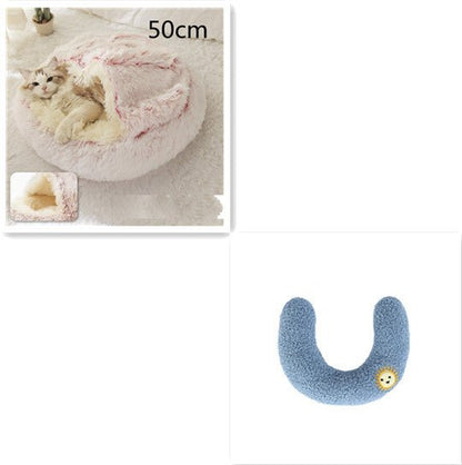 2 In 1 Dog And Cat Bed Pet Winter Bed Round Plush Warm Bed House Soft Long Plush Pets Bed Pet Products - key words