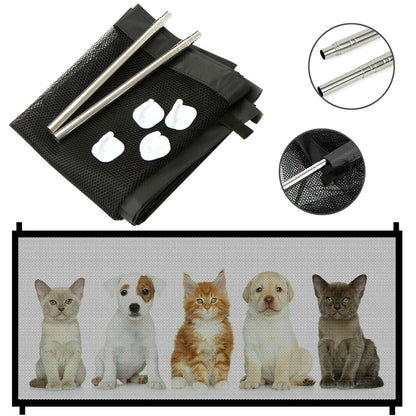 Pets Dog Cat Baby Safety Gate Mesh Fence Magic Portable Guard Net Stairs Doors - key words