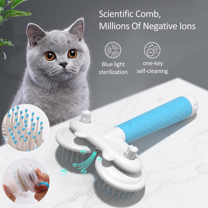 Pet Cat Brush Dog Slicker Brush Double-headed Negative Ion One-button Self Cleaning Dog Cat Hair Removal Pets Products - key words