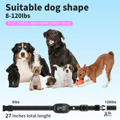 Smart Automatic Anti Barking Dog Collar Rechargeable Bark Stopper Stop Barking HD Digital Display IP67 Waterproof Collar For Dogs Pet Products - key words