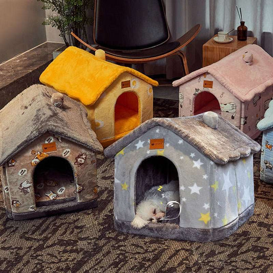 Foldable Dog House Pet Cat Bed Winter Dog Villa Sleep Kennel Removable Nest Warm Enclosed Cave Sofa Pets Supplies - key words