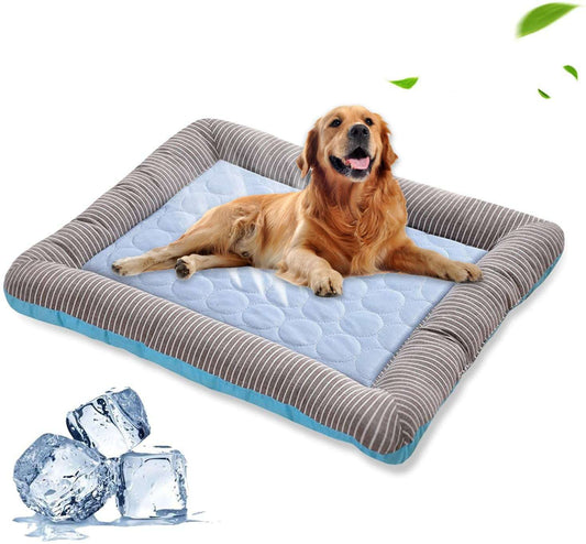 Pet Cooling Pad Bed For Dogs Cats Puppy Kitten Cool Mat Pet Blanket Ice Silk Material Soft For Summer Sleeping  Blue Breathable - key words